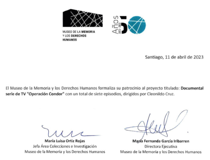 Patrocínio Institucional do Governo do Chile / Museu de Memória e Direitos Humanos (documento anexo)